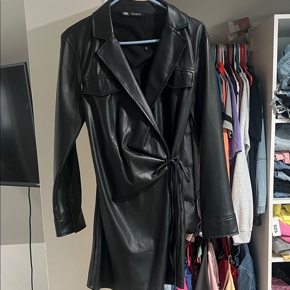 Zara faux Leather Wrap dress